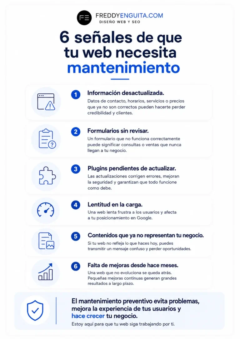 Seis señales de que una página web necesita mantenimiento