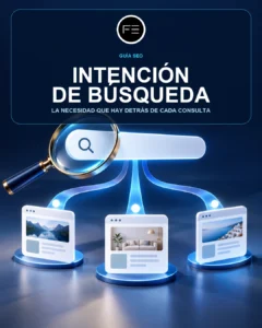 Ilustración sobre intención de búsqueda con una lupa y distintas páginas conectadas.